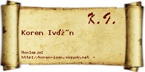 Koren Iván névjegykártya