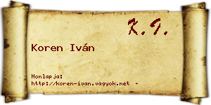 Koren Iván névjegykártya
